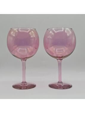 Iridescent Luster Cranberry Wine Goblets